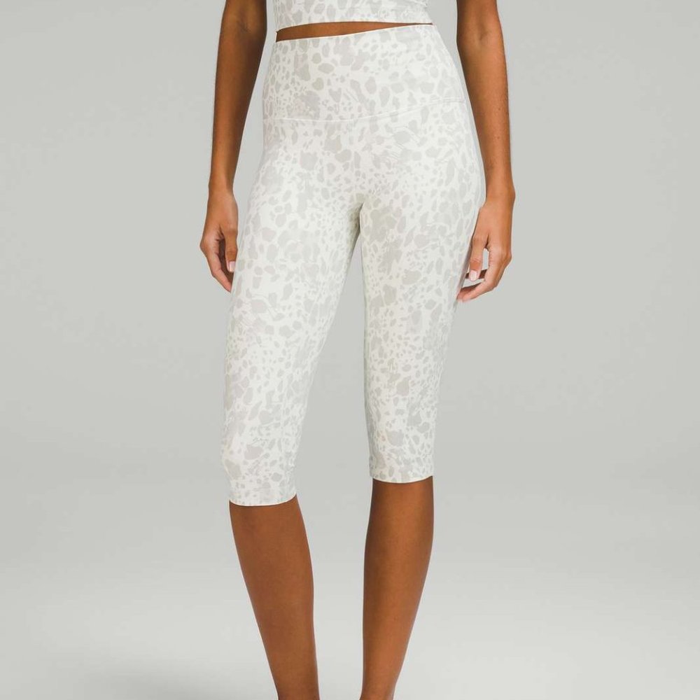 lululemon athletica Cream Leopard Print Cropped Leggings